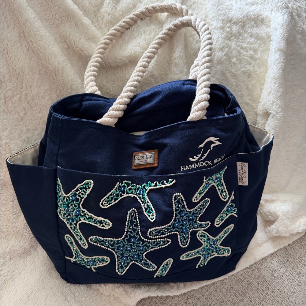 Sun ‘N’ Sand Canvas Nautical Tote Bag 13x14